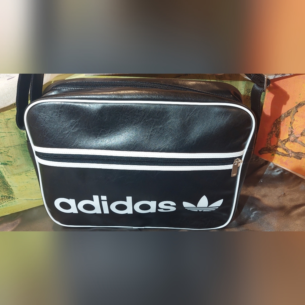 adidas Black and White Shoulder Messenger Bag - Picture 2 of 12